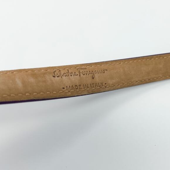 Salvatore Ferragamo Purple Leather Slide & Post Belt size 95cm Large L/XL - Picture 5 of 10